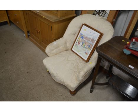 A late Victorian mahogany and button back armchair 