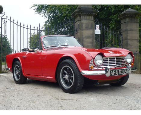 - Uprated with 6-cyl engine and 5-speed gearbox

This extremely-smart TR4 was manufactured in October 1963. An export model, 