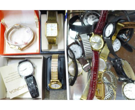 An Ingersoll pocket watch, Sekonda, Timex and Lorus wristwatches, etc. 