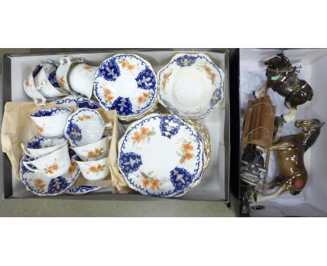 A Victorian china tea service and three china horses including Melba Ware **PLEASE NOTE THIS LOT IS NOT ELIGIBLE FOR POSTING 