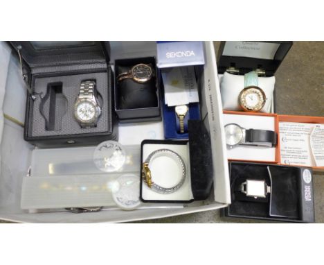 A collection of wristwatches including Swiss Army and Ingersoll 