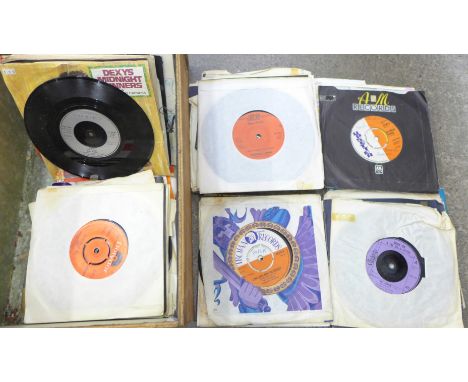 A collection of 45rpm vinyl singles, mainly 1970's and 1980's, some 1960's including The Jam, Rolling Stones, The Who, Madnes