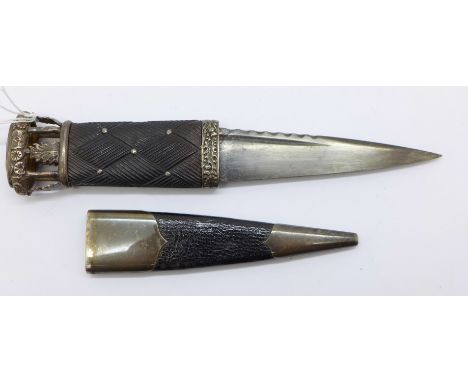 A Scottish dirk, the scabbard mount with Edinburgh silver hallmark 