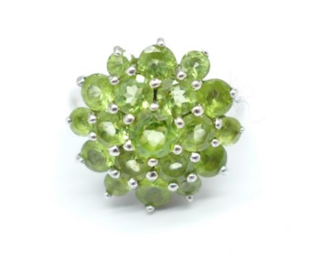 A silver gem set cluster ring, R 