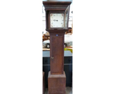 A George III oak longcase clock, the 10' painted dial signed W. Phillips, Ludlow, with single hand. 30hr duration. 79' high. 