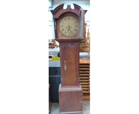 A George III oak longcase clock, the 13' round brass dial signed Winstanley, Worksworth (Derbyshire) 8 day duration. 79' high