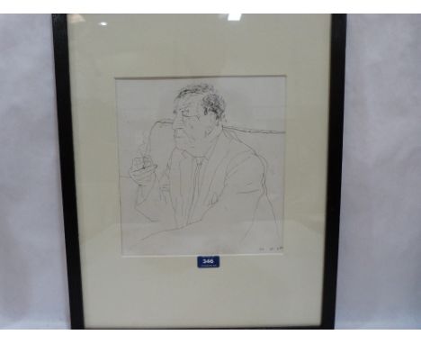 A framed print after David Hockney. Study of a W.H. Auden 12' x 11'