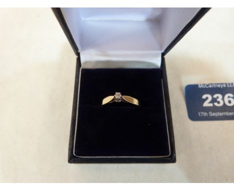 A 9ct diamond solitaire ring, the stone size 0.12. 1.3g gross. Size L