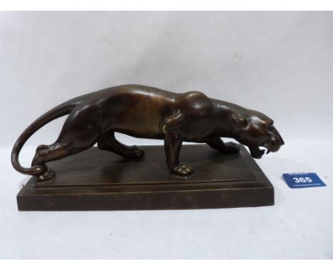 A bronzed metal model of a Jaguar. Marked to the base HB for Goldscheider. 9¼' long