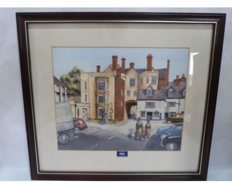 C. E. BROWN. BRITISH 20TH CENTURY The Broad Gate, Ludlow. Signed and dated 1985. Watercolour. 14' x 17'