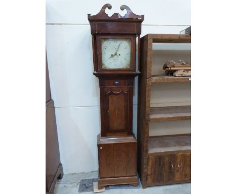 A George oak and mahogany longcase clock, 8 day duration, the 13' painted dial signed J. Massey, Drayton. 84' high. Movement 