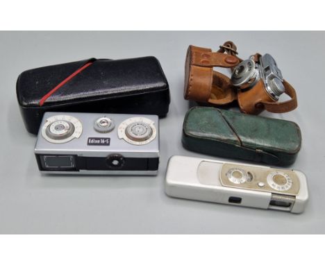 A Minox Complan 1:3,5 15mm Camera in Case, together with an Edixa 16-s camera and Mycro camera in case 