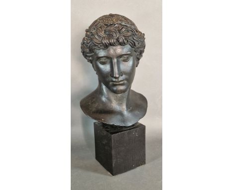 A Patinated bust, winning Athlete, Benevento, from Musee Du Louvre, 46cms tall 