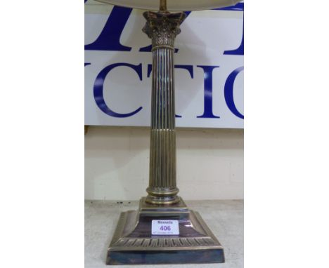 An EPNS Corinthian column table lamp, height of column 14"