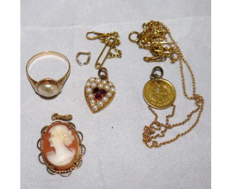 A US dollar coin pendant 1880's; other items