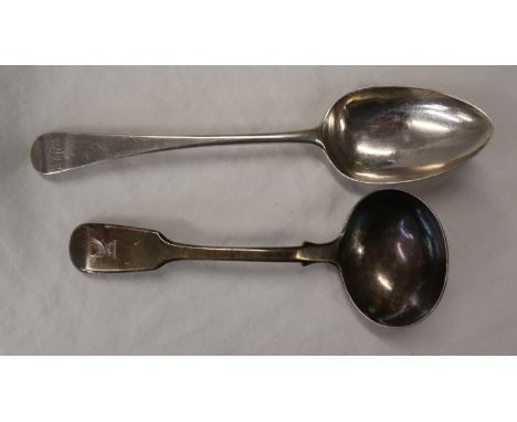 Silver spoon and silver ladle - Approx 140g