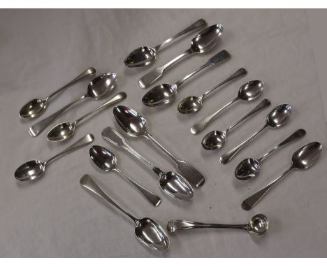 Collection of silver hallmarked teaspoons &amp; a ladle - Approx 261g