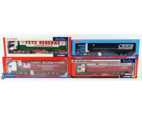 Corgi 1/50 Scale Lorries (4) - CC12207 Scania curtainside Pete Osborne Logistics Ltd, CC13226 DAF XF space cab step frame cur