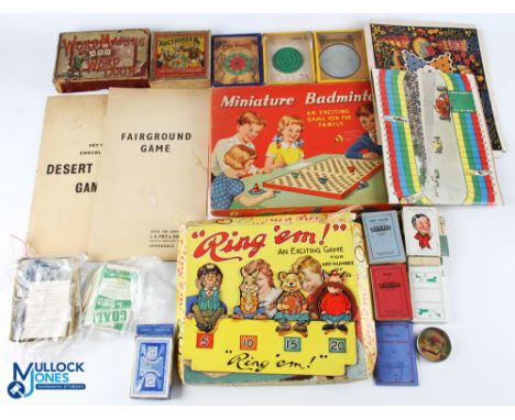 Period Board Games, Puzzle Toys, Playing Cards with noted examples of the whirlpool ball puzzle, pigs in clover puzzle, cog w