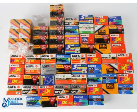Vintage 35mm Unused Film, a collection of #64 boxes of all expired film with noted makes of Kodak, AGFA, Kwick Foto, Jessops,
