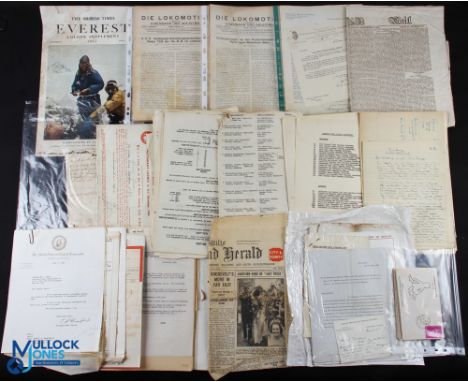 Ephemera - carton with a good selection including The Times commemorative supplement for the first ascent of Everest 1953, th