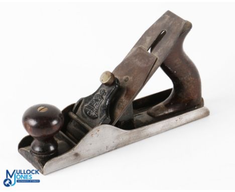 Vintage Stanley No.104 Liberty Bell Plane Type 1, in good used condition, with dated blade 92 - wooden base handle has a chip