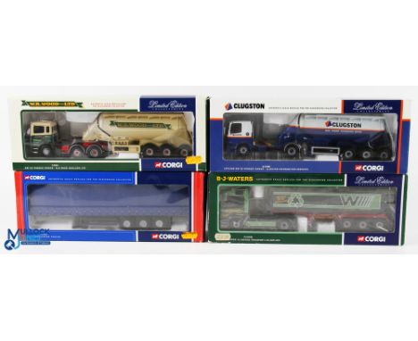 Corgi 1/50 Scale Lorries (4) - 74904 ERF EC powder tanker - W R Wood Haulage Ltd, CC19901 blue curtainside trailer, CC11801 L