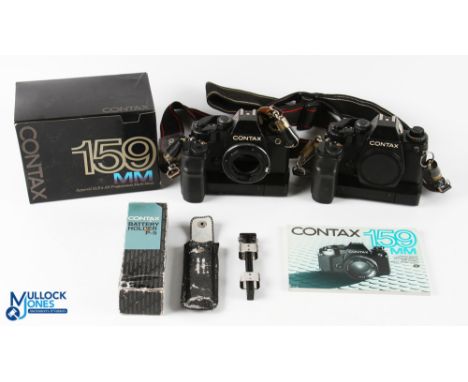 Contax 159mm Camera, includes a box and instruction manual, with a 159mm body, both with wear - the body has signs of corrosi