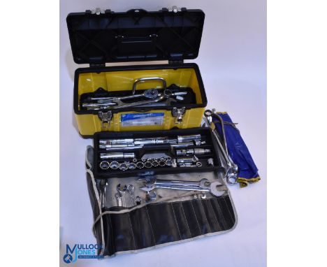 Britool Socket set, Spanners, ratchet a collection within a Silverline toolbox, with other contents of car mechanic tools, mo