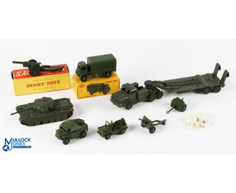 Dinky Toys Military Collection, a good selection to include boxed 623 army covered wagon NM, 674 Austin Champ, 688 field arti