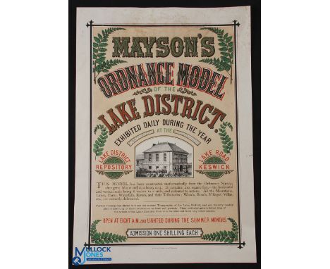 Mayson's Ordnance Model of The Lake District c1870s-80- The scarce poster advertises a three dimensional model of the Lake Di