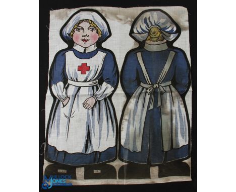 "Nurse" Childrens Rag Doll c1916- Multicoloured printed cotton cloth front and back for making up this rag doll- Printed by S