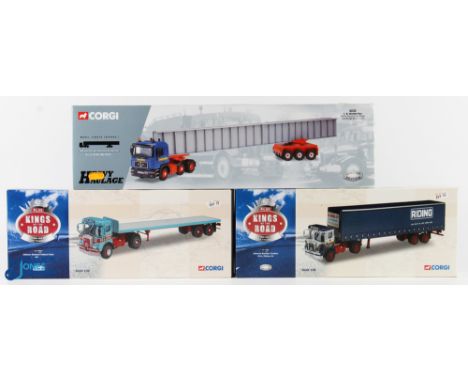 3x Boxed Corgi Lorries Diecasts - Heavy Haulage 76802 I R Dunkerley MAN tractor unit, bogie and bridge beam load, together wi
