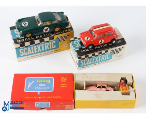 Period Scalextric &amp; Tri-ang Minic Motorway Slot Car Models, to include Scalextric Mini Cooper C76 in original box, Aston 