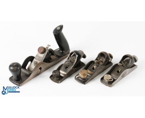Vintage Stanley 60, 60 1/2 and 203 low angle Block Planes.  All made in England with a Stanley RB10 plane, in good used condi