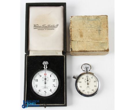 Venner Type No. A40 vintage nickel chrome stopwatch, circa 1950s - in original case, plus a Smith 1/100th pocket watch in a K