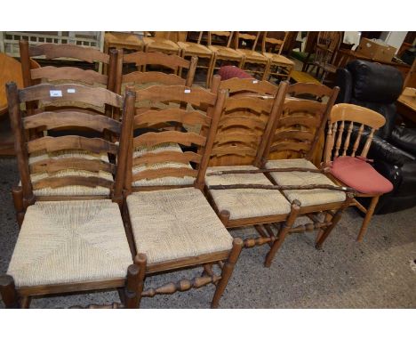 SET OF SIX LADDER BACK KITCHEN CHAIRS