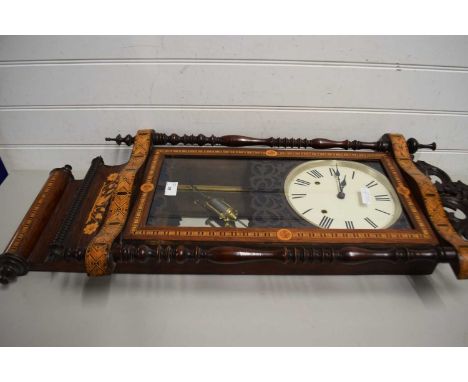 LATE 19TH CENTURY AMERICAN WALL CLOCK WITH ORNATELY INLAID CASE