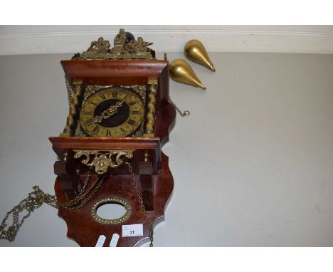 MODERN DUTCH BRASS MOUNTED WALL CLOCK