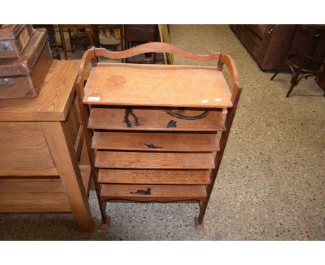 LATE 19TH CENTURY OAK SHELF UNIT PROBABLY FOR SHEET MUSIC, 56 CM WIDE