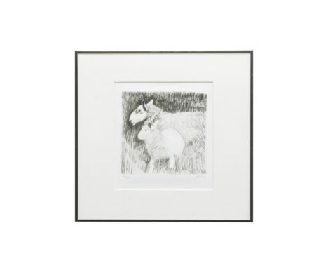 Sheep and Lamb, 1974, limited edition lithograph, framed