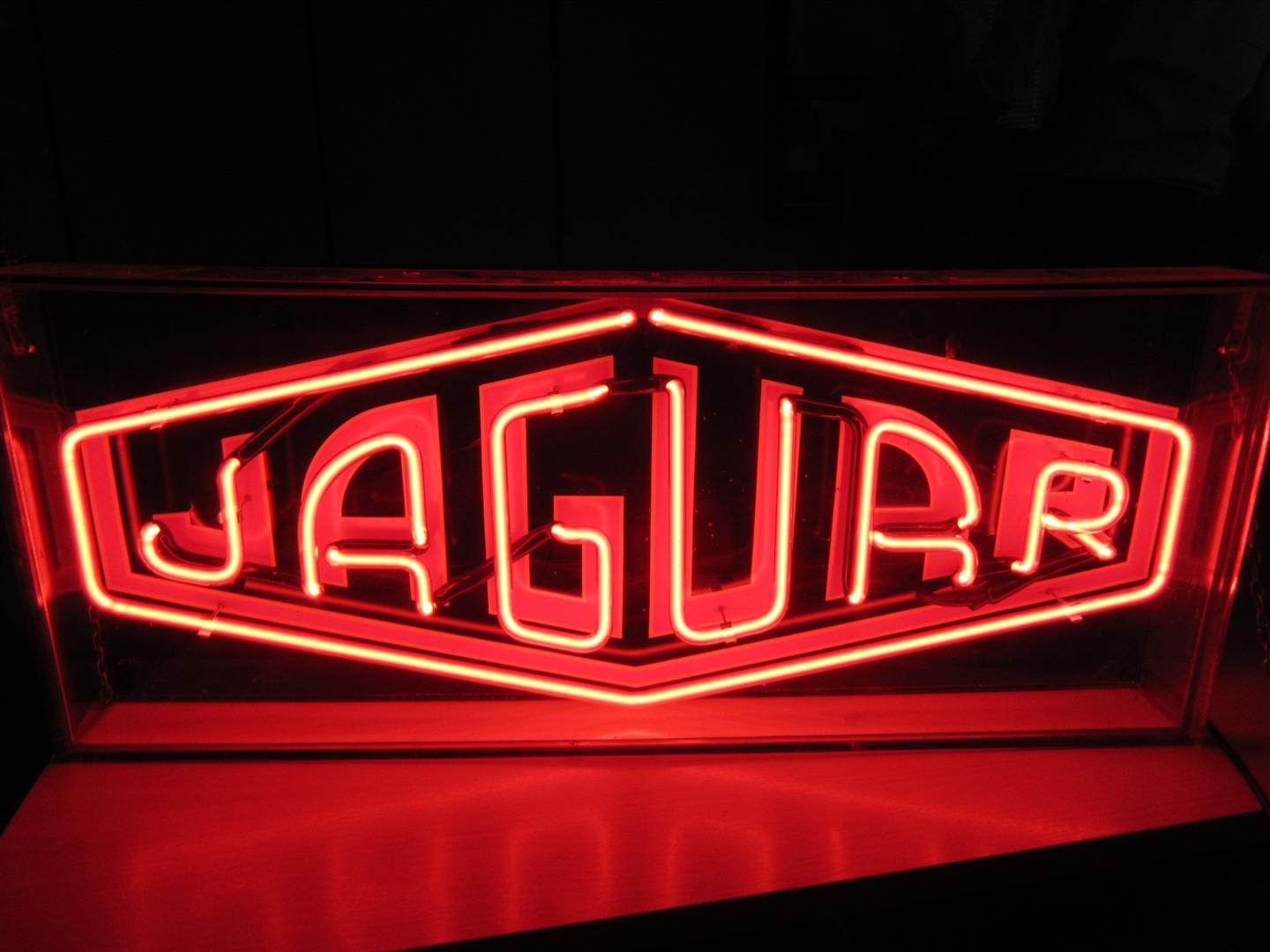 Jaguar; an illuminated neon showroom sign (80.5cmx33cm) of modern
