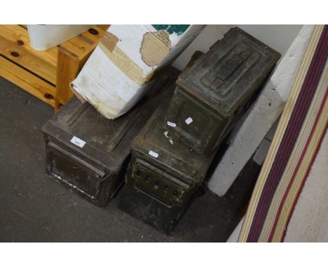 THREE METAL AMMUNITION BOXES