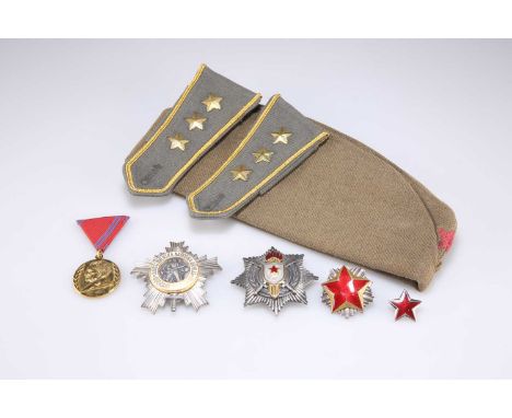 A GROUP OF YUGOSLAVIAN PEOPLE'S ARMY (JNA) MEDALS AND EPHEMERA including a silver Order of Military Merit breast star, Third 