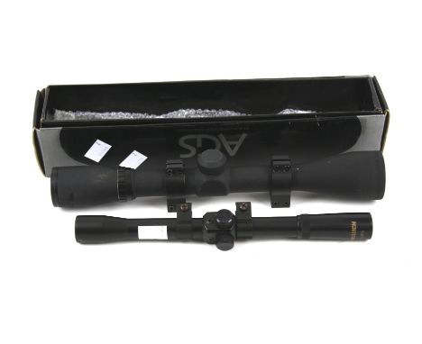 Two hunting rifle scopes. Including BSA Deerhunter 6x40 and Weihrauch 4x20 WA.