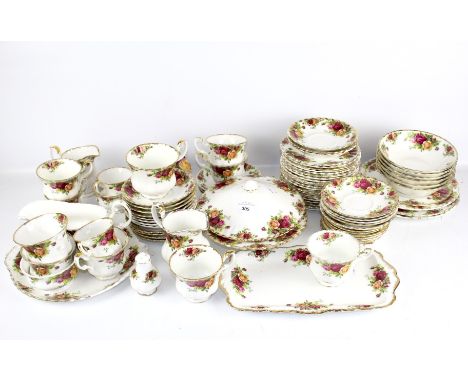 A collection of assorted Royal Albert Old Country Roses tea and dinner service.  Including plates, dishes and gravy boat, etc