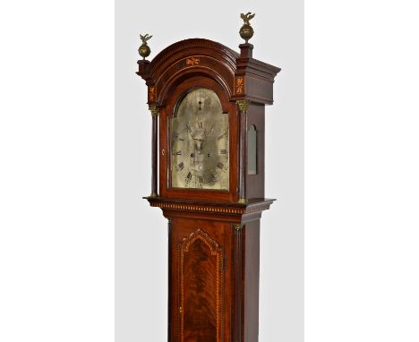 An early 19th century Channel Islands mahogany longcase clock by Naftel of Guernsey, the eight day bell strike movement front