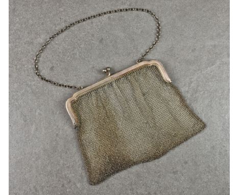 An elegant Art Deco silver chain link evening bag, London 1919, no maker's mark, presentation inscribed to frame 'ROOKWOOD HO