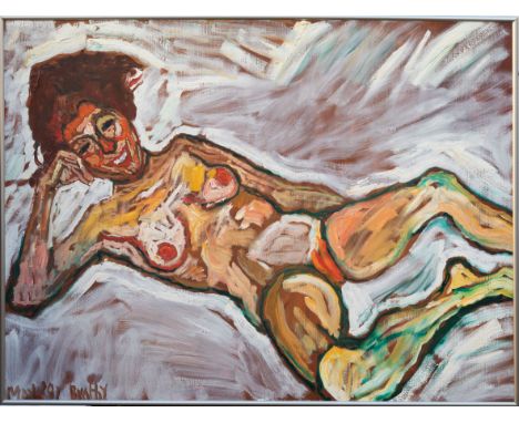 John Bratby, R.A. (British, 1928-1992), " Reclining nude # 3 " oil on canvas, signed 'BRATBY' and dated May '91 lower left, i