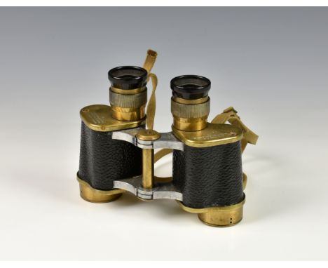 A pair WW2 Taylor-Hobson brass mounted binoculars, marked Bino. Prism. No. 2 MKII x 6 No 60873 and broad arrow to one side, t